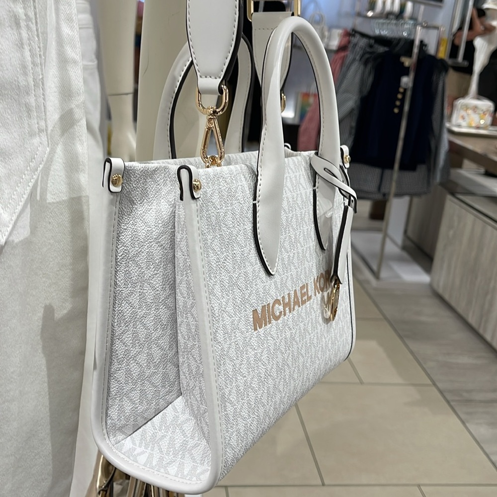 Michael Kors Mirella Small Signature Logo Shopper Top Zip Crossbody XBODY Bag MK - Picture 14 of 16